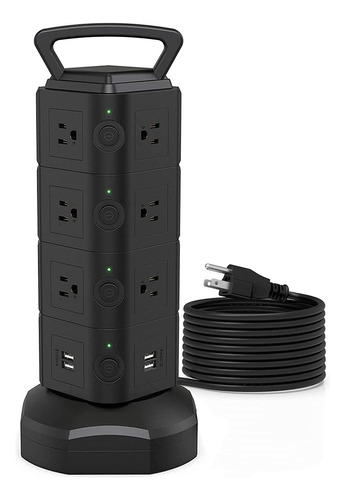 Power Strip Tower, 14 Enchufes, Cable De Extensión Largo Ret