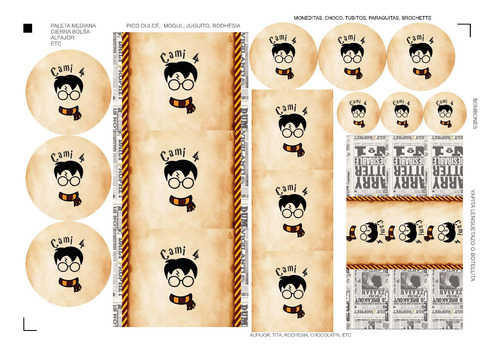 Kit Stickers Candy Bar Harry Potter X120 U Variadas