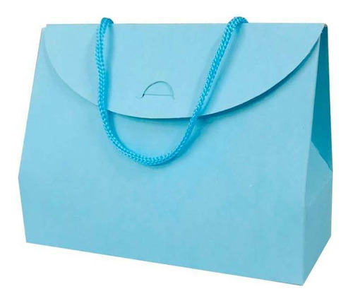 Sacola De Papel Bolsa Com Alça Média Coloridas 50 Unidades. Cor Azul Bebê