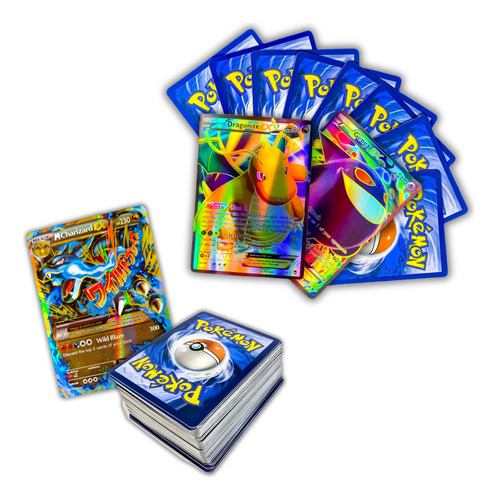 Lotes Pacotes 6 Cartas Pokemon : 5 Ex + 1 Mega Charizard Ex