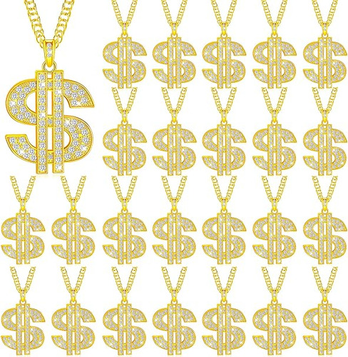 24 Cadenas Oro Para Hombre Collar Dolar Hip Hop Collar Oro C
