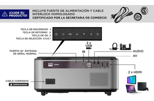 Imagen 3 de 6 de Mini Proyector 5500 Lumens Gadnic Proj0042 Hdmi 1080p Usb