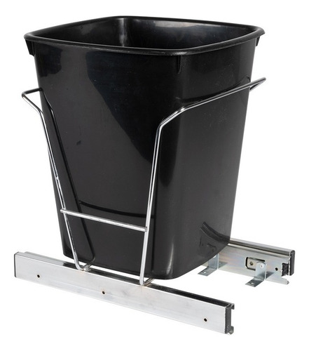 Cesto De Basura Con Riel Maxims Cestobassen Bote De Plástico Para Cocina Con Riel Metálico Cromado Diseño Compacto 28.5x28.5x32cm