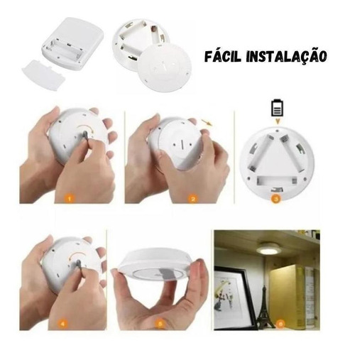 Kit 3 Spot Lâmpadas Led Luz Toque Distância Adesivo Sem Fio