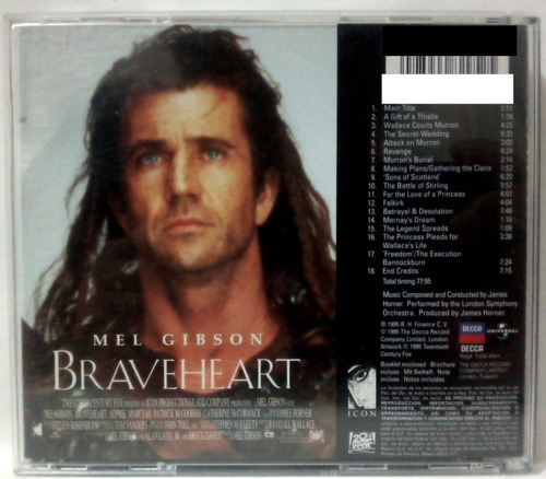 Braveheart Corazón Valiente Cd Soundtrack Original (Usado)