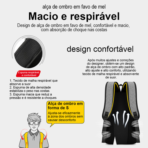 Bolsa Para Notebook Com Entrada Carregamento Escritório Usb Cor Cinza Desenho Do Tecido Cor Sólida