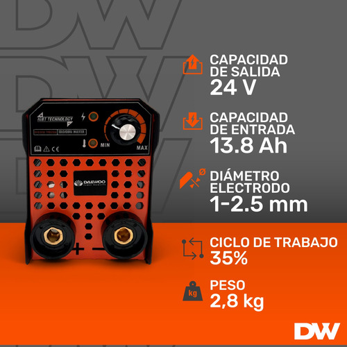 Soldadora Inverter 100 Ah Daewoo Mini Dasmini-100mma Con Acc