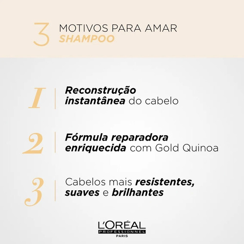 Imagem 4 de 6 de Shampoo Loreal Absolut Repair Gold Quinoa + Protein 1500ml