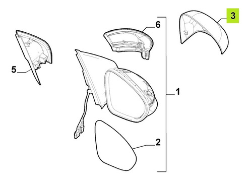 Tapa Espejo Exterior Der. Original Fiat Argo Drive Mt 18-