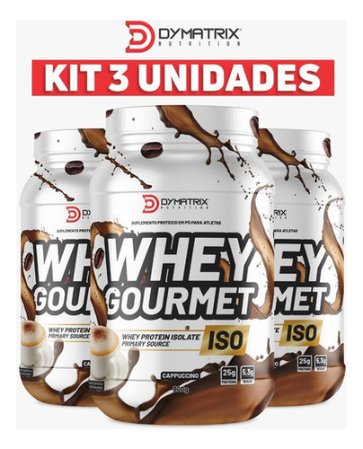 Kit de 3 unidades de Whey Gourmet Isolate - Dymatrix Nutrition, 3 unidades de sabor variado (introdúzcalas en el campo del mensaje). De lo contrario, se enviará una sepia, un chocolate y más