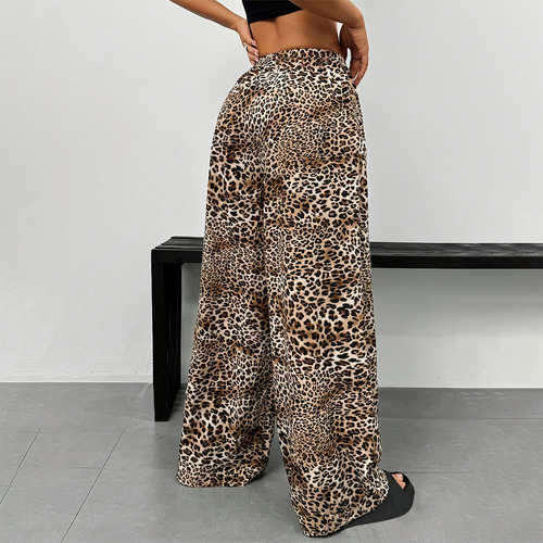 Cintura Elástica Con Estampado De Leopardo A La Moda Holgada