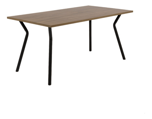 Mesa Comedor Magnolia 90x160 Cocina Madera Patas Metálicas Tapa Nogal Terracota Patas Negro