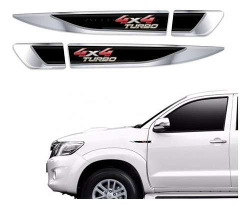 Par Emblemas Paralama Porta Toyota Hilux 4x4 Turbo Res09