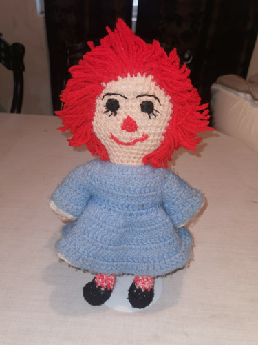 Raggedy Ann Muñeca Vintage Crochet Tejida 