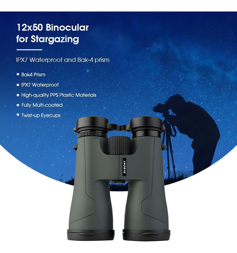 Binóculo Profissional Roof Ba4k Svbony 12x50 Modelo Sa203