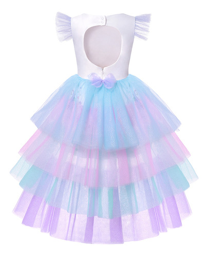 Vestido De Unicornio Con Cola Larga Y Peluca De Alas Para Ni