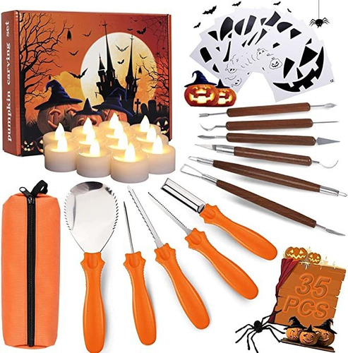 35 Pcs Halloween Pumpkin Carving Kit, Juego Profesional De