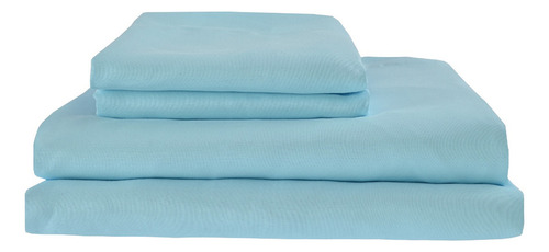 Juego de sábanas matrimonial TRL matrimonial Tacto Suave Egipcio con diseño liso color agua de 4 Piezas
