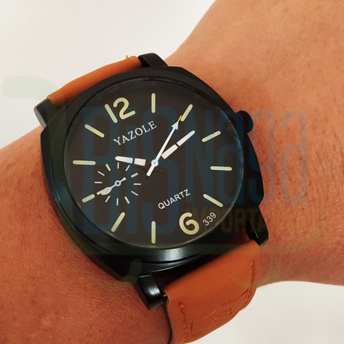 Relógio Masculino Esporte Fino Yazole Pulseira Marrom Claro