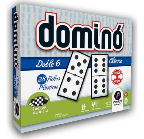 Juego De Mesa Domino Doble 6 Clasico Plastigal Orig Lelab