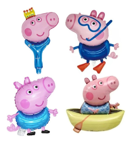 4 Globos George Familia De Peppa Pig