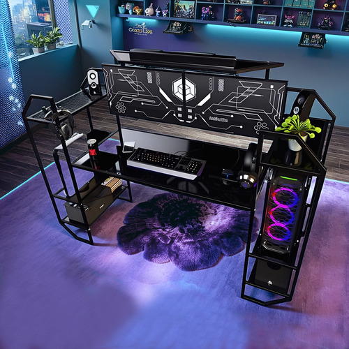 Mesa Para Computadora Deportes Electrónicos Con Estante Negro