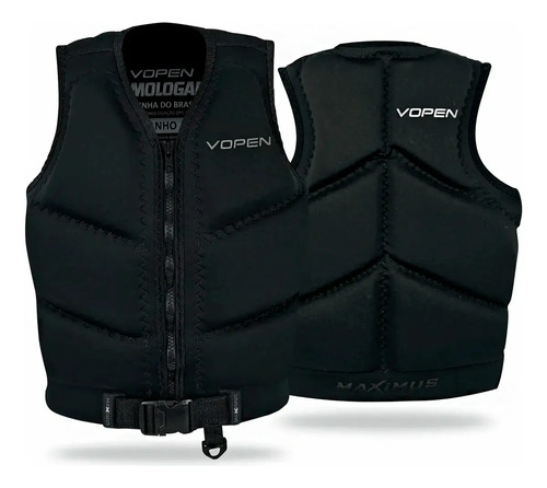 Colete Homologado Neoprene Salva Vidas Vopen Cor Preto Tamanho M