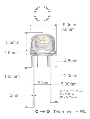 Led Electrónica Alta Potencia Blanco Brillante 10 Luz Blanco frío
