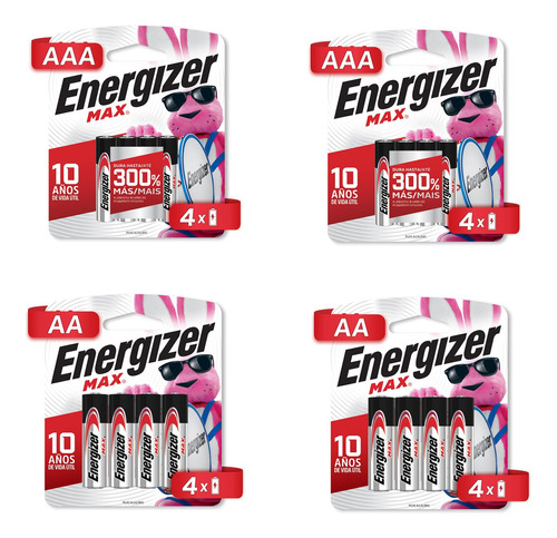 Combo Pila Energizer Max Alcalina 8 Pilas Aa Y 8 Pilas Aaa