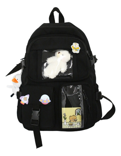 Morral Escolar De Nylon De Viaje Impermeable Chica Kawaii