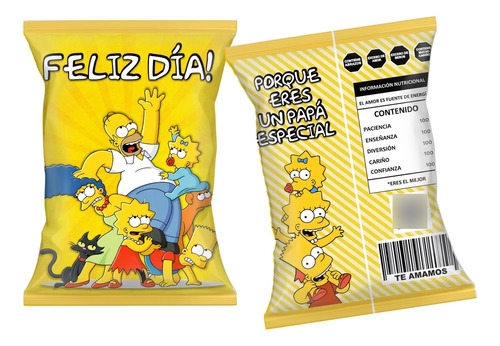 Bolsa Chip Bag Imprimible Día Del Padre Simpson (mod 4)