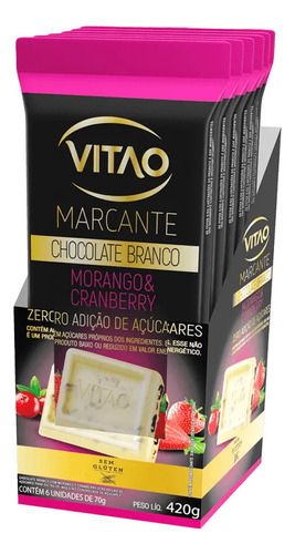Chocolate Branc Morango E Cranberry Diet Vitao 6x70g