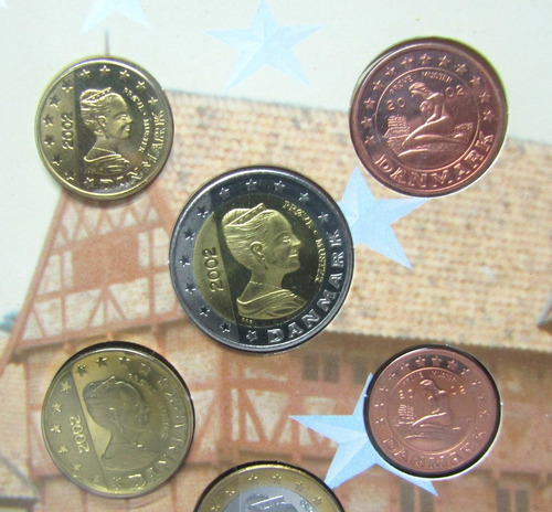 Dinamarca 2002 Set De 8 Monedas Ensayo Prueba Centavos Euro