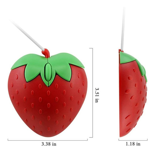 Mouse 3c Light, Rojo/diseno De Frutilla/3 Botones