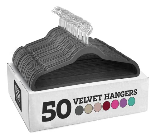 Zaber Velvet Hangers 20 Pack - Colgadores Grises Para Vd8n7