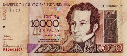 Billete 10000 Bolívares 25 De Abril 2006 Serial F8 