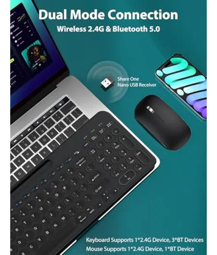 Combo De Teclado Y Mouse Inalámbricos De Modo Dual