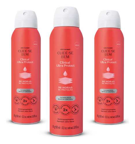 Kit Desodorante Aerosol Cuide-se Bem Clinical Ultra Protect Fragrância Floral