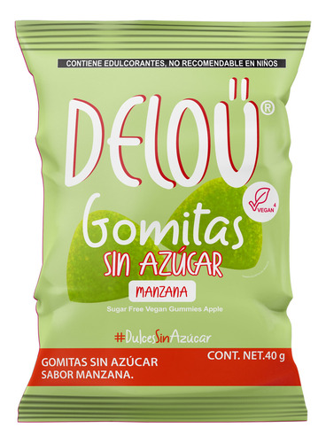 Deloü Gomitas Veganas Sin Azúcar Sabor Manzana | 12 Piezas