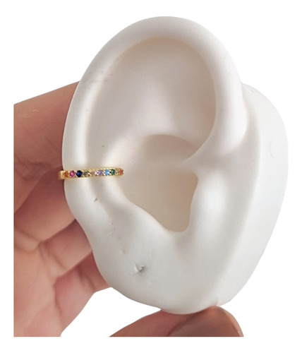 Aro Ear Cuff Bidu Sin Fin Cubic Multicolor De Plata 925 Doré