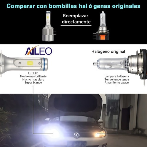 H15 Led 8000lm 6000k Para Audi Mercedes Ben Volkswagen