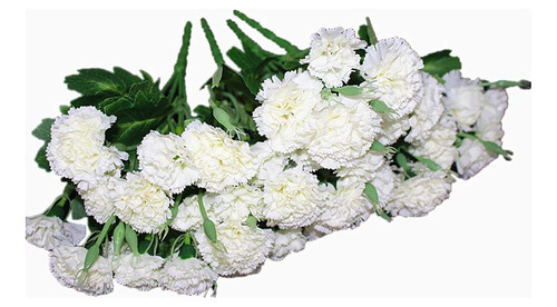 Ramo 4 Racimo Flor Artificial Seda Blanca Cremosa Clavel 10