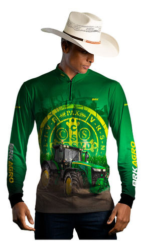 Camisa Camiseta Agro Brk Trator São Bento Verde Com Uv50+