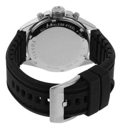 Relógio Fossil Masculino Fossil - Ch2647/2k Correia Preto Bisel Prata Fundo Preto