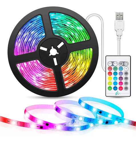 Tira Led 5050 Rgb Mti 5m Usb Kit Control Televisor