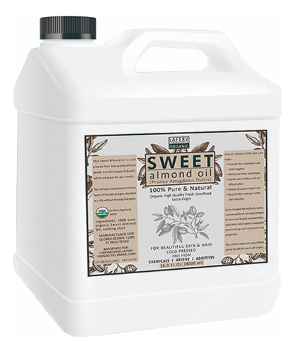 Aceite De Almendras Dulces Verdadero Orgánico 4 Litros
