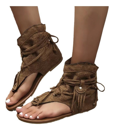 Zapatos De Playa Retro Para Mujer Con Dobladillo Romano