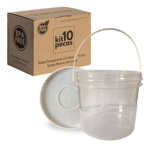 Balde Transp 2.2l Alça Plast P Faxina 10 Pçs