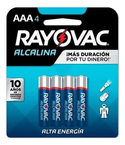 Pilha AAA Rayovac Alcalina Cilíndrica - kit de 4 unidades