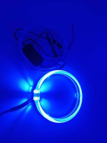 X2 Anillos Luz Led Circular Universal Ojos De Ángel Azul